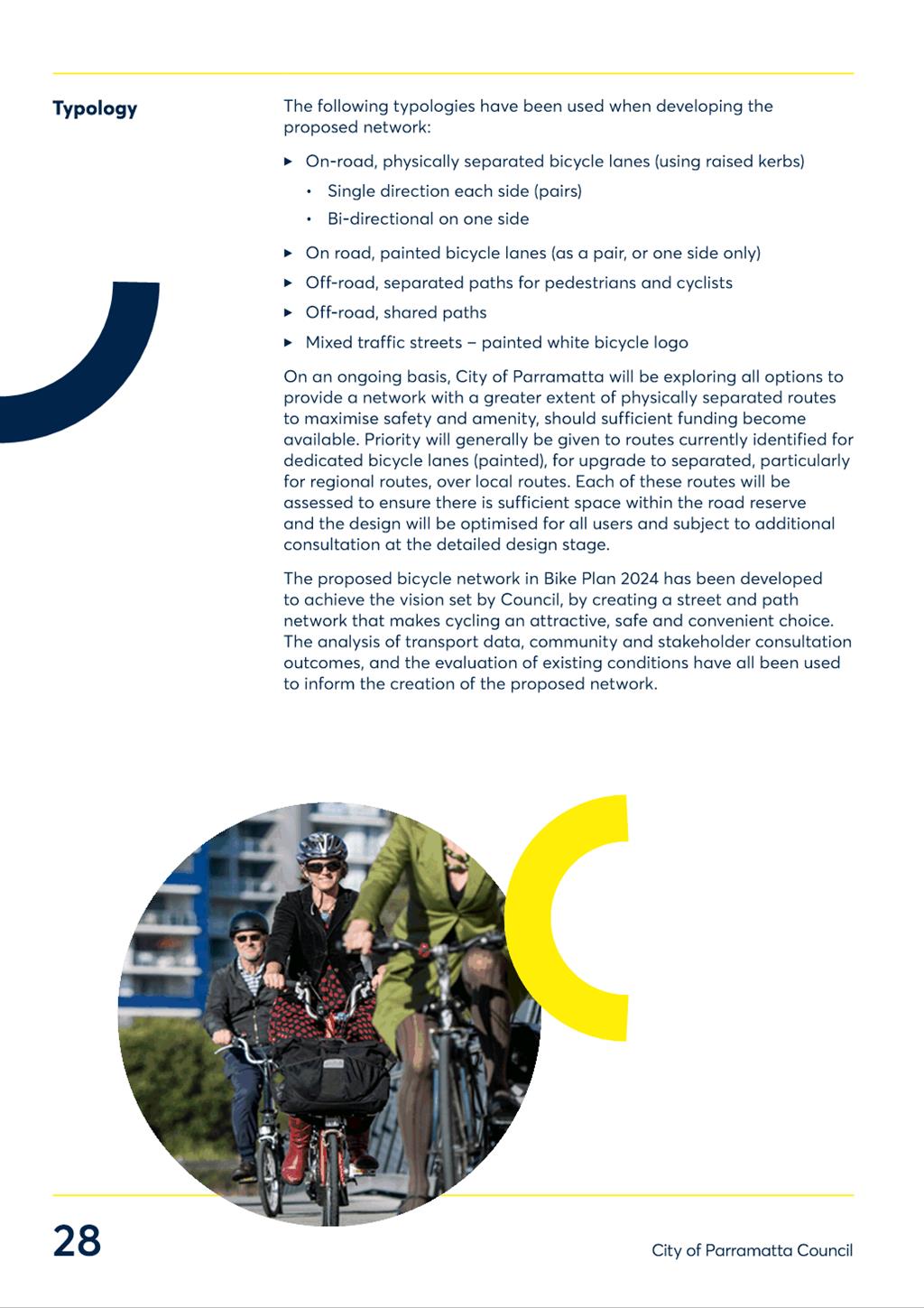A brochure with people riding bicycles

Description automatically generated